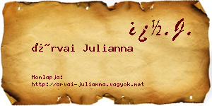Árvai Julianna névjegykártya
